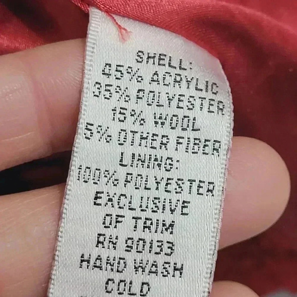 Joan Rivers Red Textured Button-Up Blazer Acrylic Wool Blend Womens 20W 28CT - Picture 6 of 11